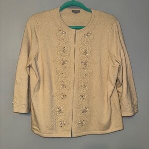 Ann Taylor Beaded Ultra Soft Angora Blend Sweater Cardigan Size XL